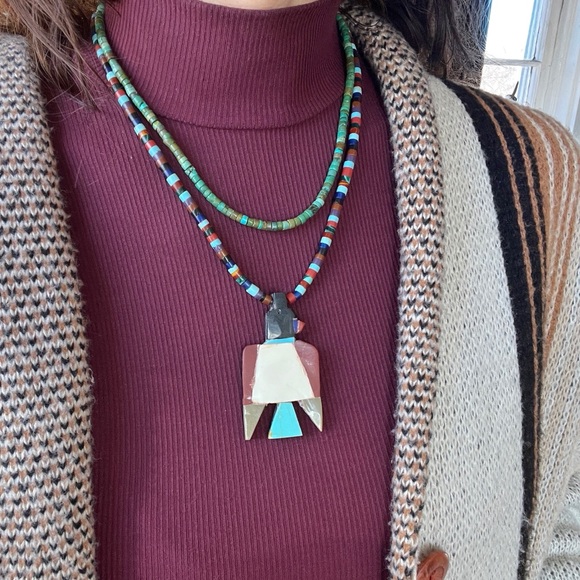 1970s TURQUOISE Heishi Vintage Southwestern Necklace 18” NOS Never Used! - Picture 5 of 5